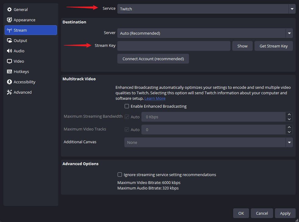 OBS Paste Stream Key