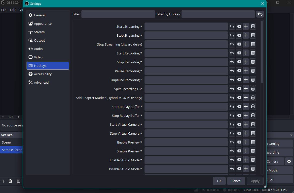 OBS Set Hotkeys